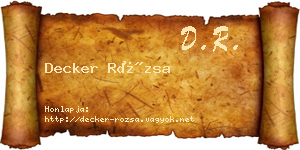Decker Rózsa névjegykártya