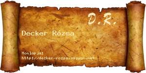 Decker Rózsa névjegykártya